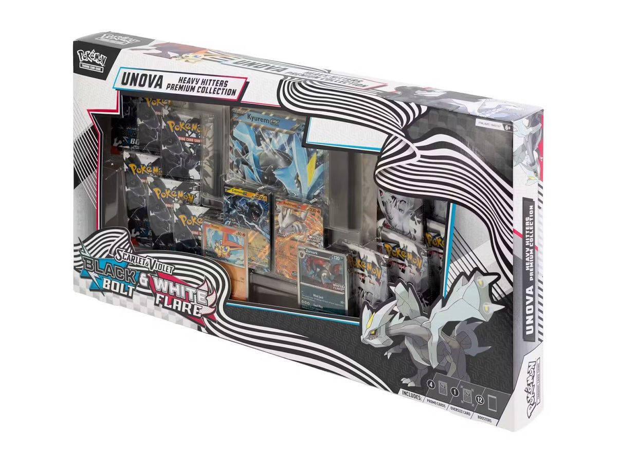 Pokemon Scarlet & Violet: Black Bolt & White Flare Unova Heavy Hitters Premium Collection Box